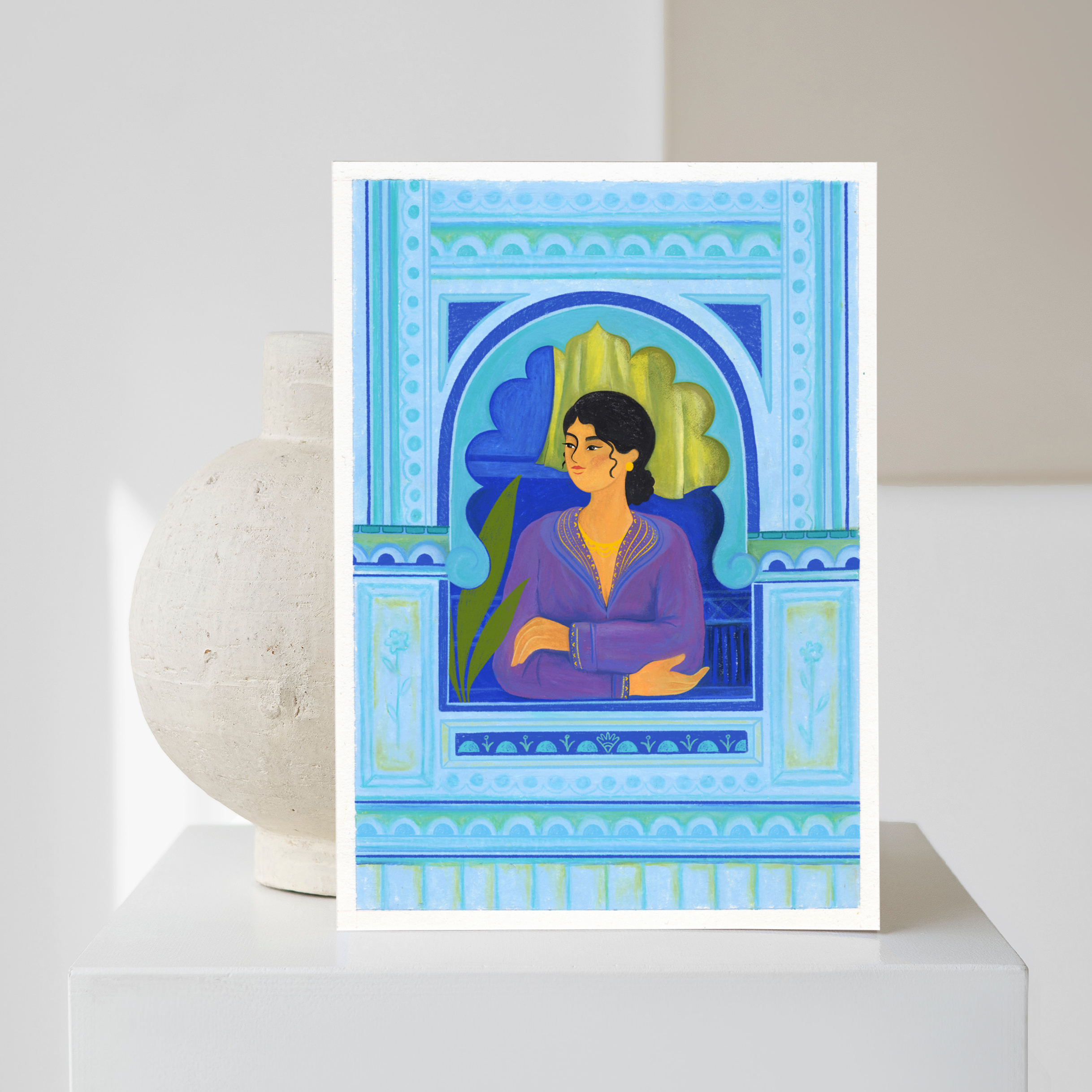 Mockup print – La femme à la fenetre – pastel et digital