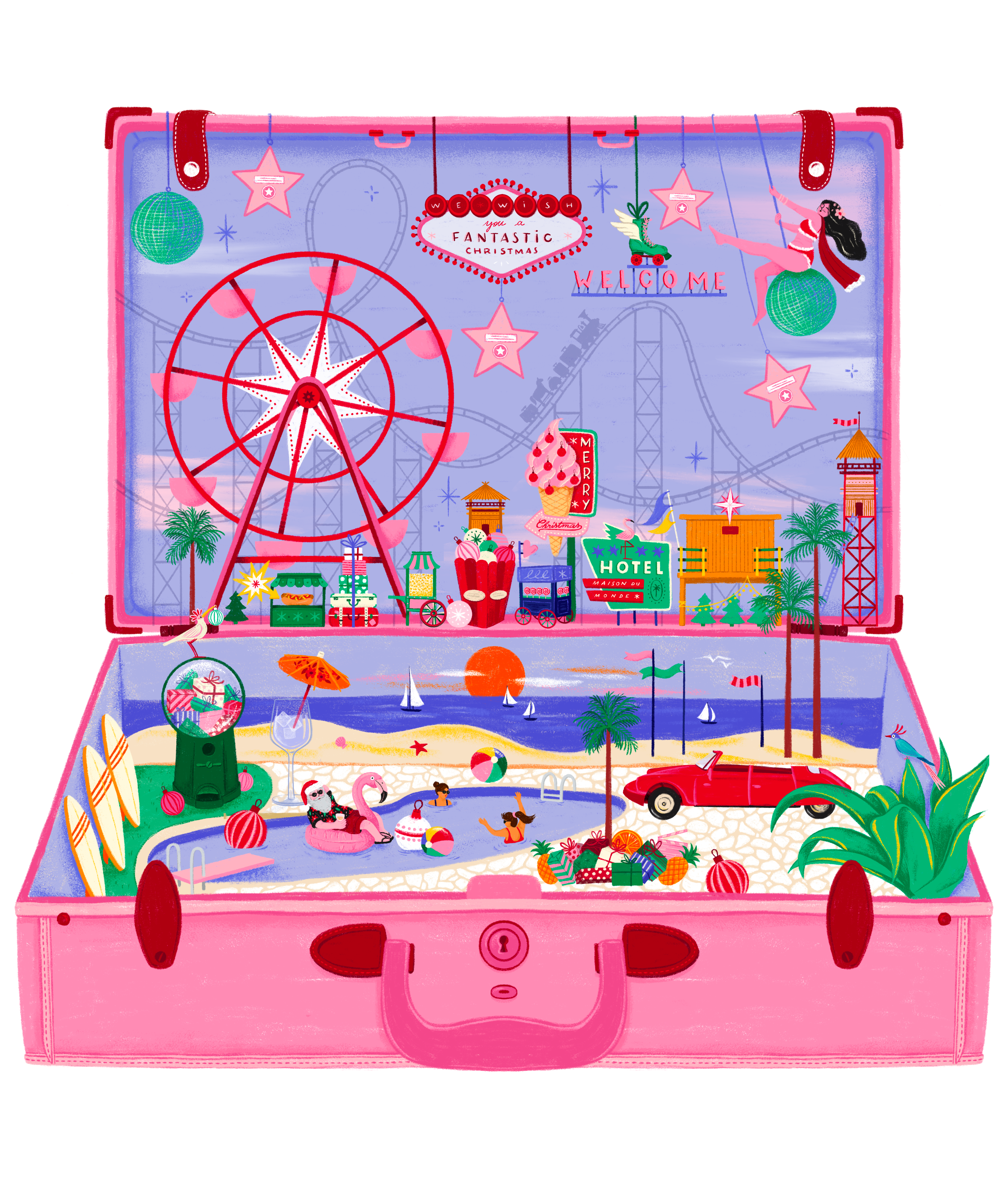 NOEL MDM 2025 – Colorisation – Valise Destination Californie