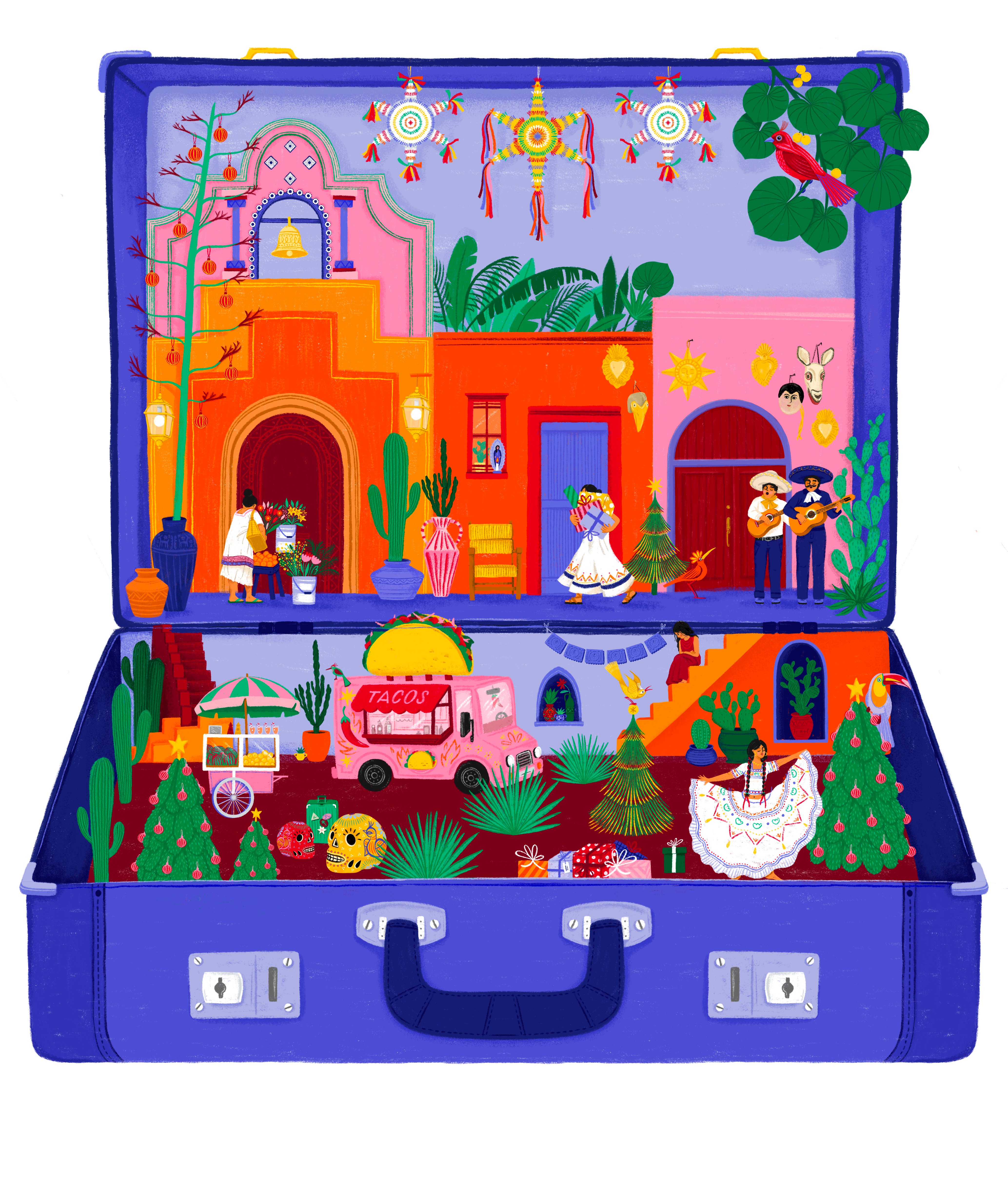 NOEL MDM 2025 – Colorisation – Valise Destination Mexique
